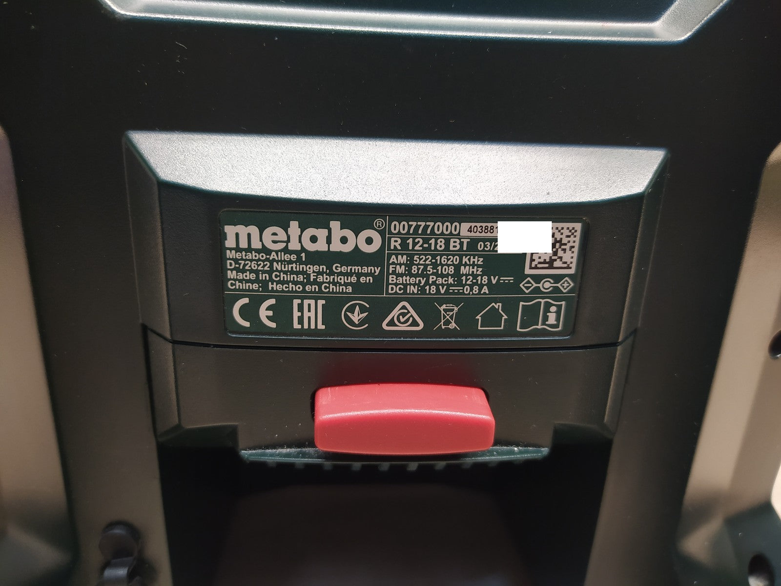 Metabo R 12-18 BT Akku-Baustellenradio/Baustellenradio solo, I37084