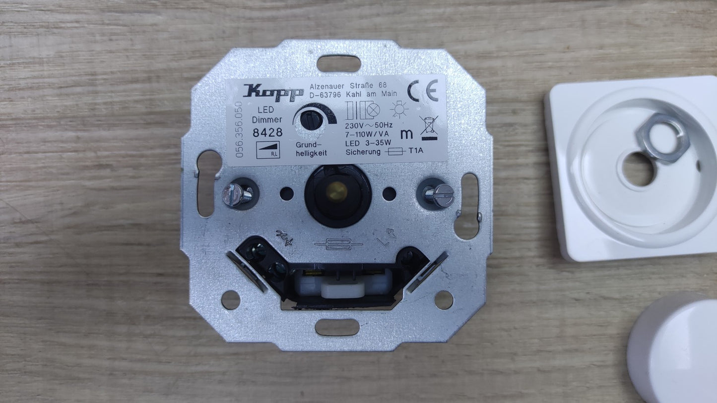 Kopp 8428 LED Dimmer Sockel mit Druck-Wechselschalter, I39287