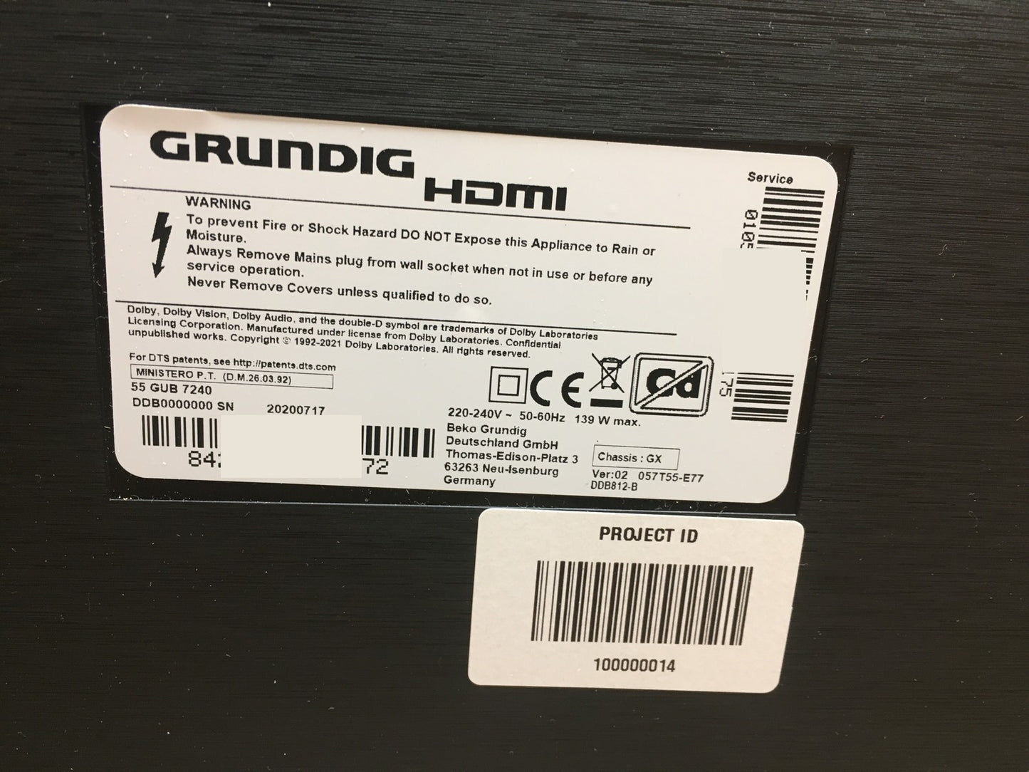 Grundig 55 GUB 7240 4K Fernseher 55" UHD HDR10+ Dolby Vision Smart Android TV