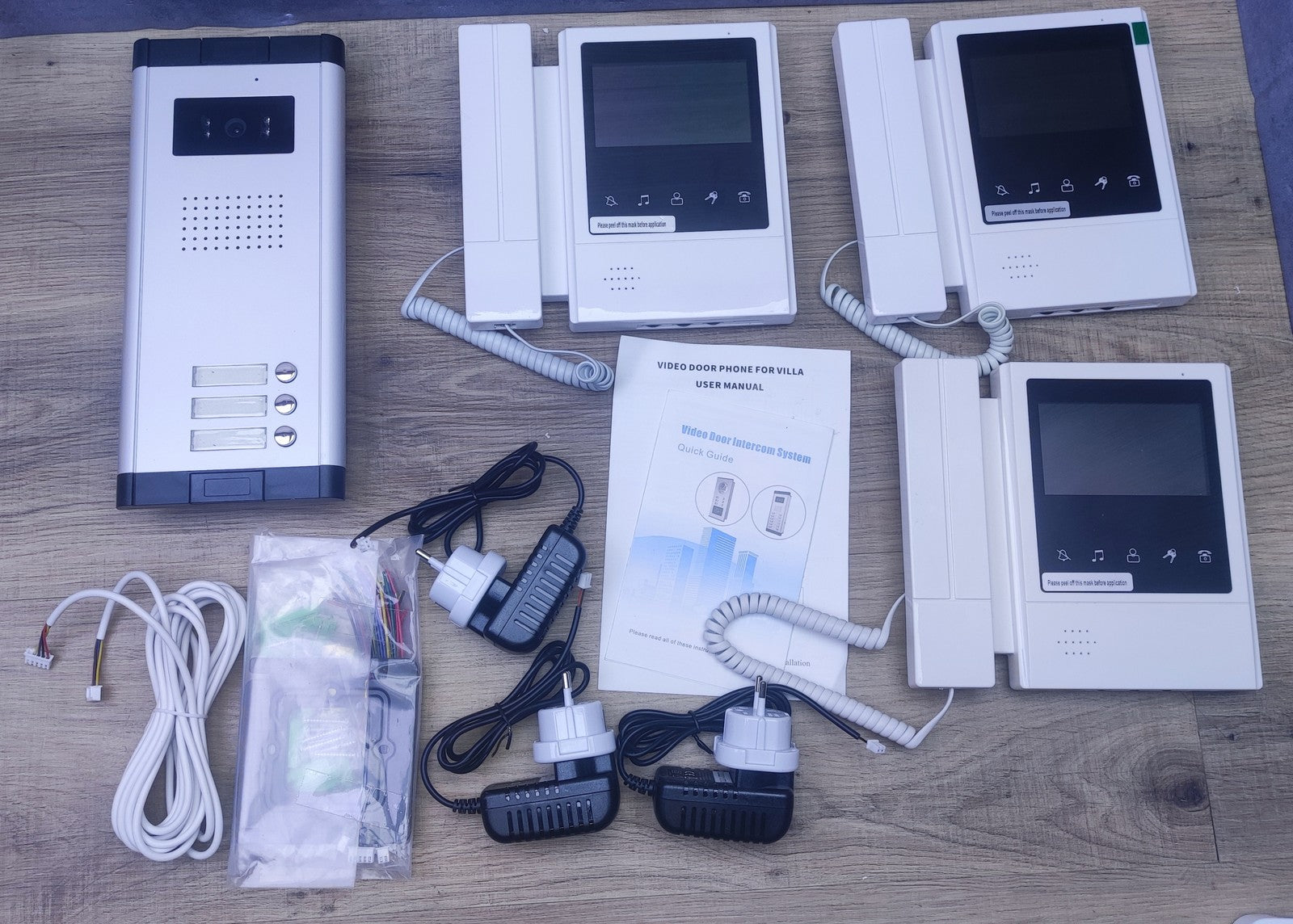 uoweky Video-Türsprechanlage 10,9 cm (4,3 Zoll) Verkabelt 3-Familienhaus, I36192