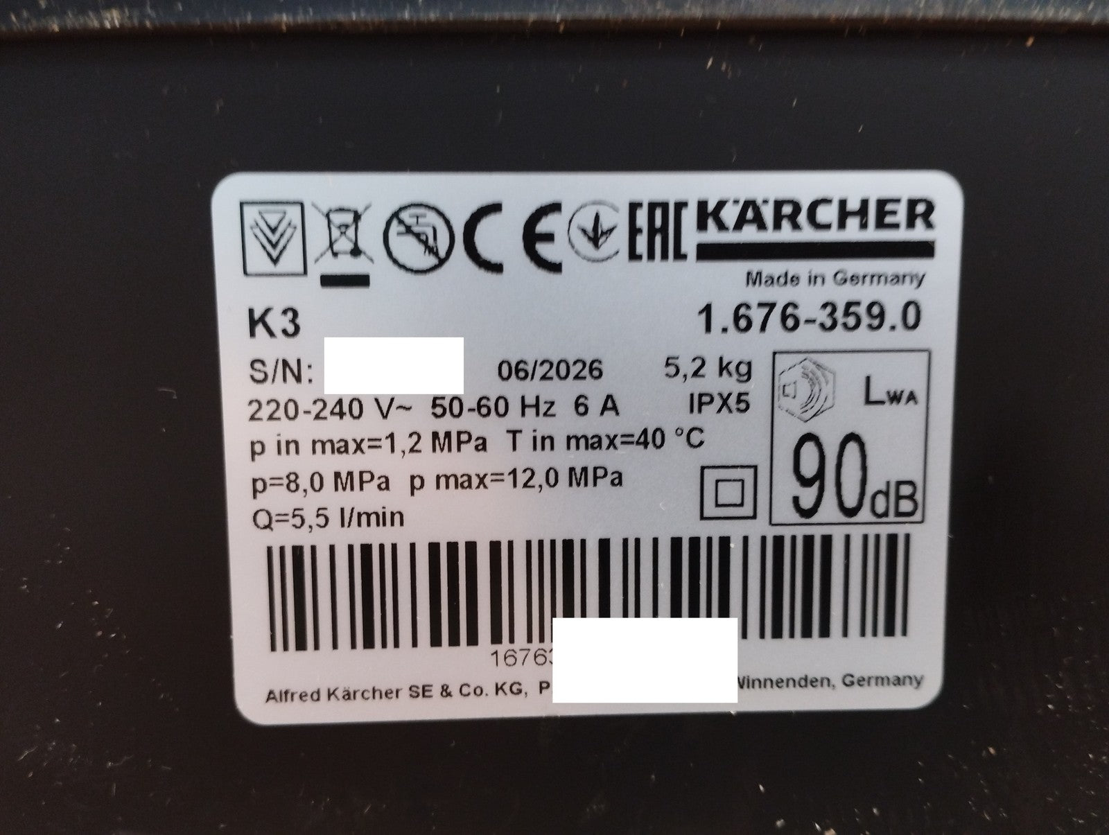 Kärcher 1.676-359.0 Hochdruckreiniger K 3, max. 120 bar, I39774