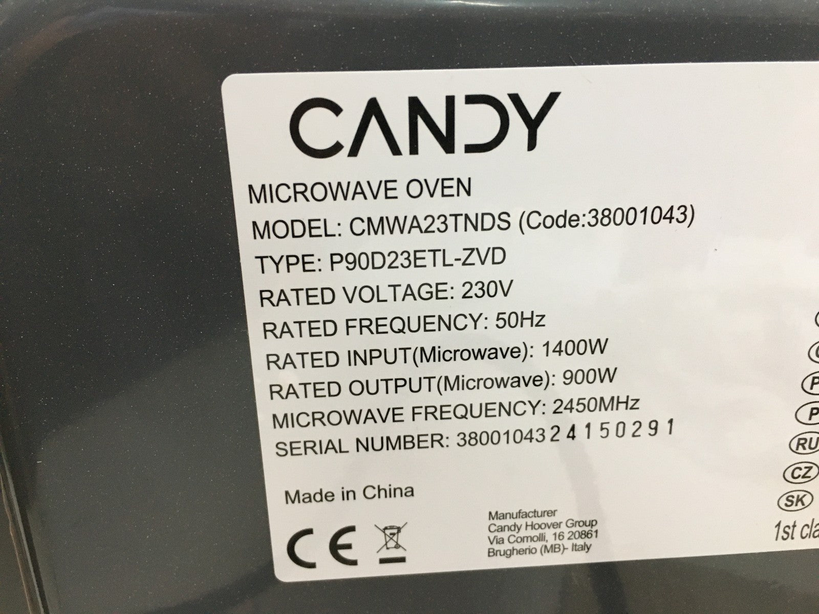 Candy Moderna CMWA23TNDS Mikrowelle, 23L, 900W, I39591
