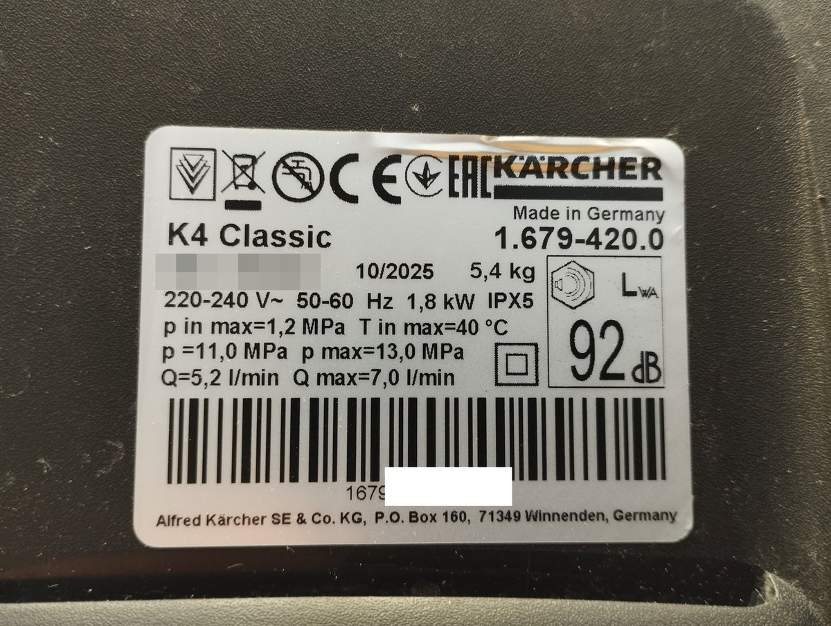 Kärcher K 4 Classic Hochdruckreiniger 1.679-420.0