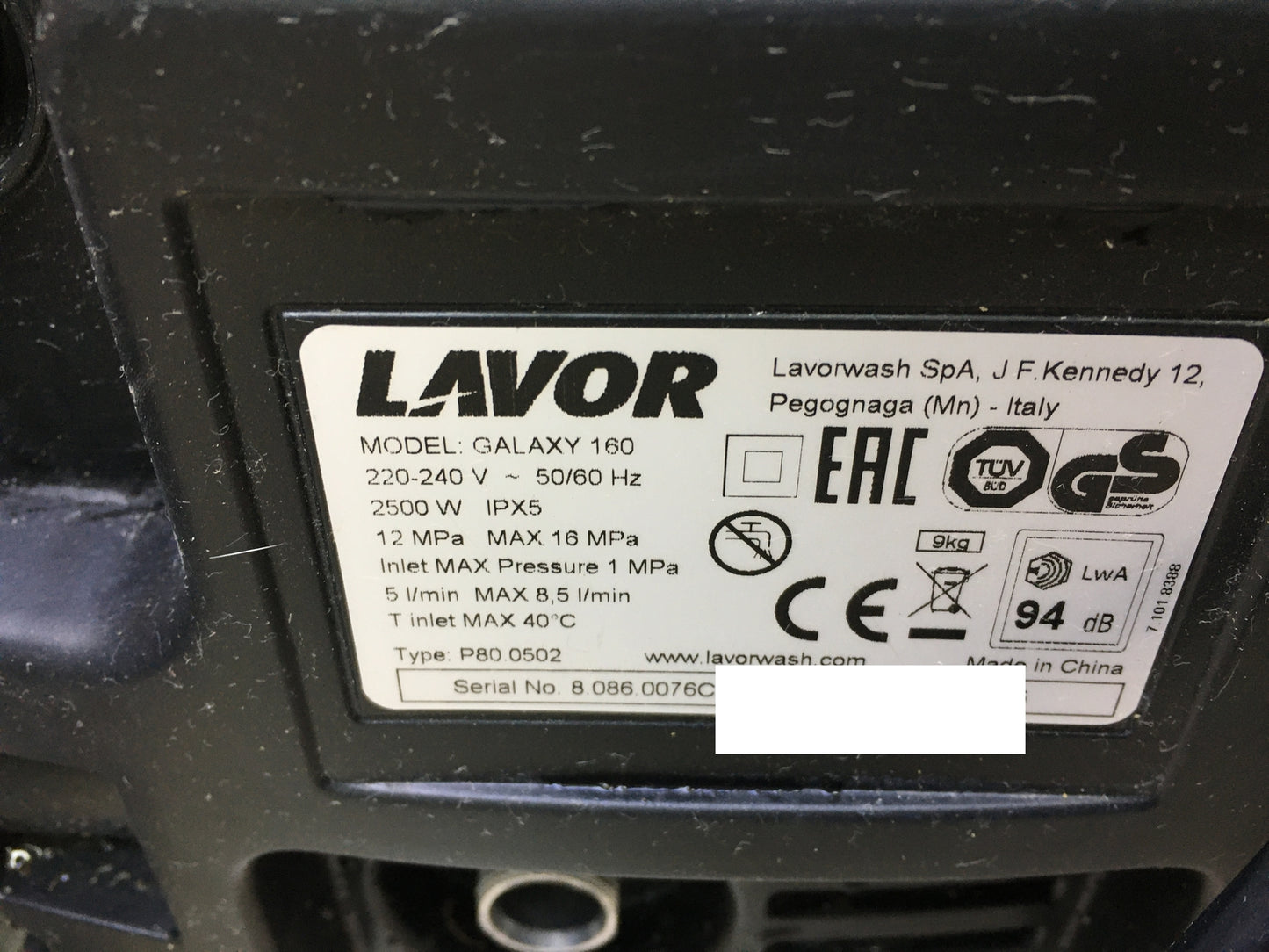 Lavor Galaxy 160 Hochdruckreiniger 160 bar 2500 W, I30549