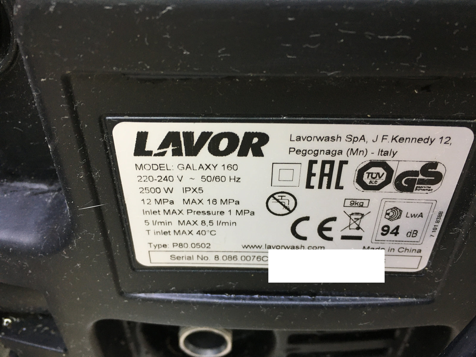 Lavor Galaxy 160 Hochdruckreiniger 160 bar 2500 W, I30549