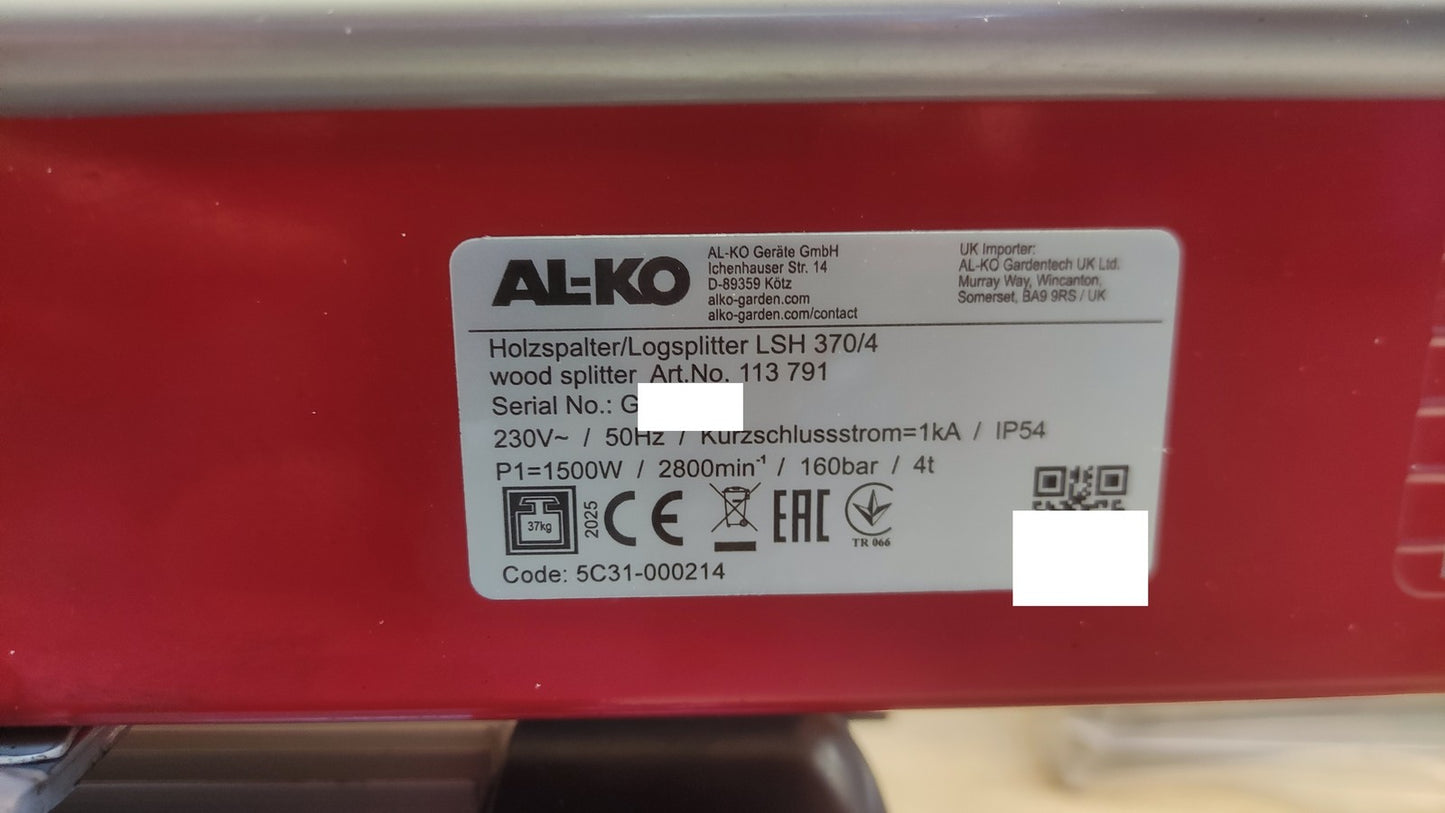 AL-KO Holzspalter LSH 370/4, 1500 W, 4 t max. Spaltdruck, 37 cm, I38407