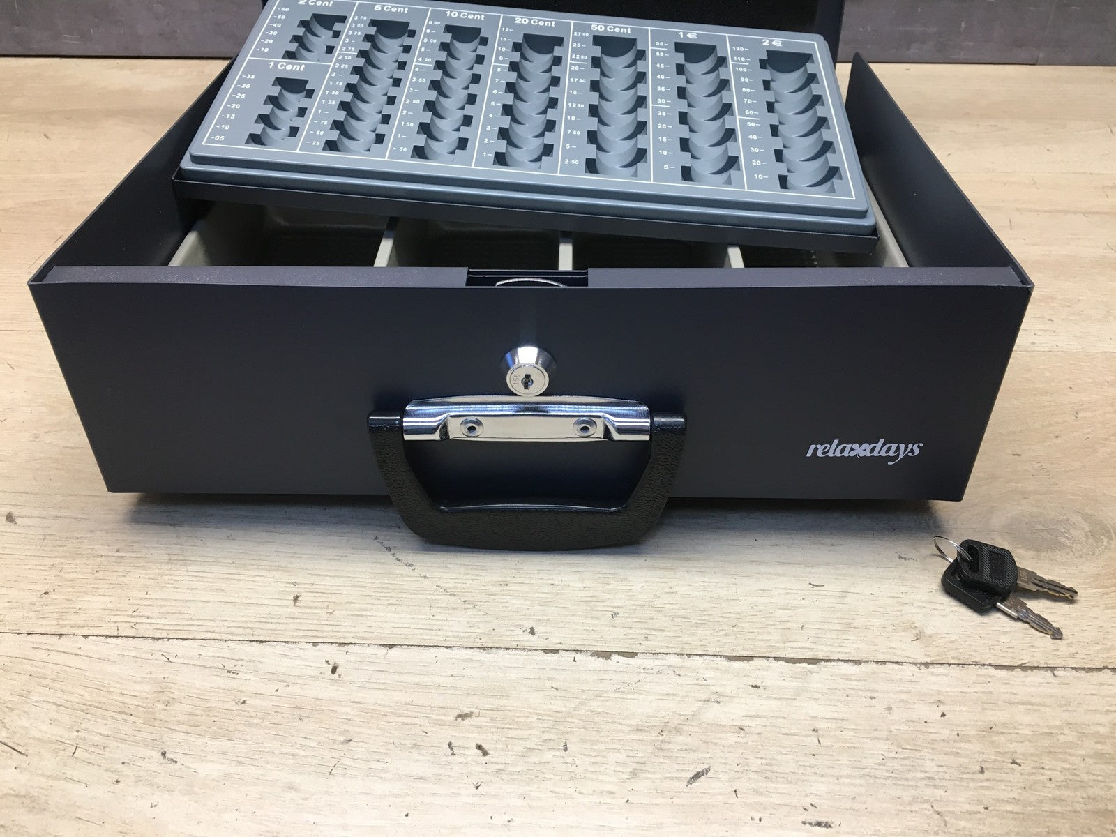 Relaxdays Geldkassette, abschließbar, mit Münzzählbrett und 2 Schlüsseln, I39875