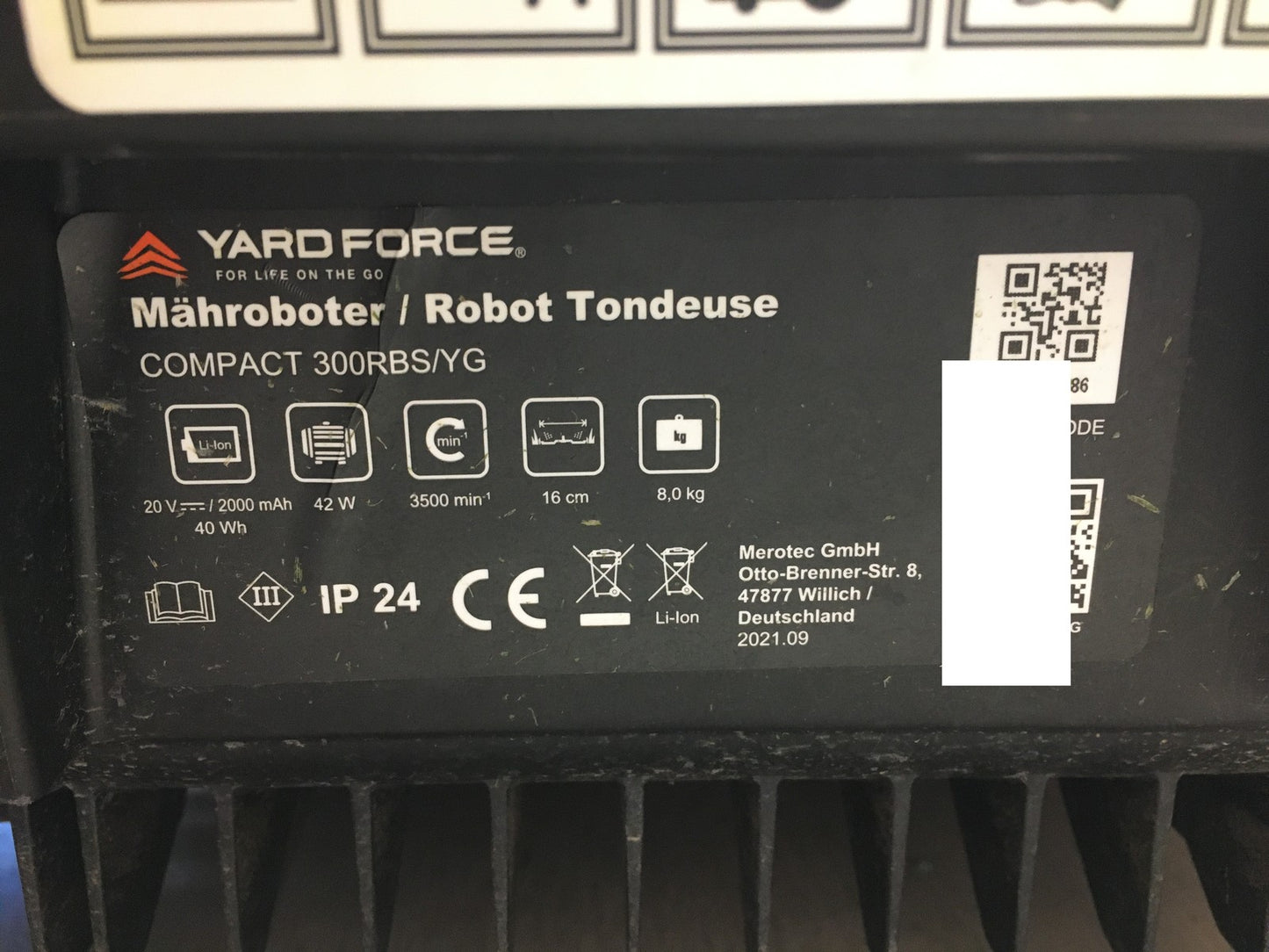Yard Force FORCE Mähroboter COMPACT 300RBS bis zu 300 qm, I38183