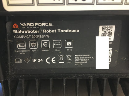 Yard Force FORCE Mähroboter COMPACT 300RBS bis zu 300 qm, I38183