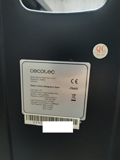 Cecotec 05850 Gasheizung ReadyWarm 4000 Slim Ford +,  4200 W, I35398