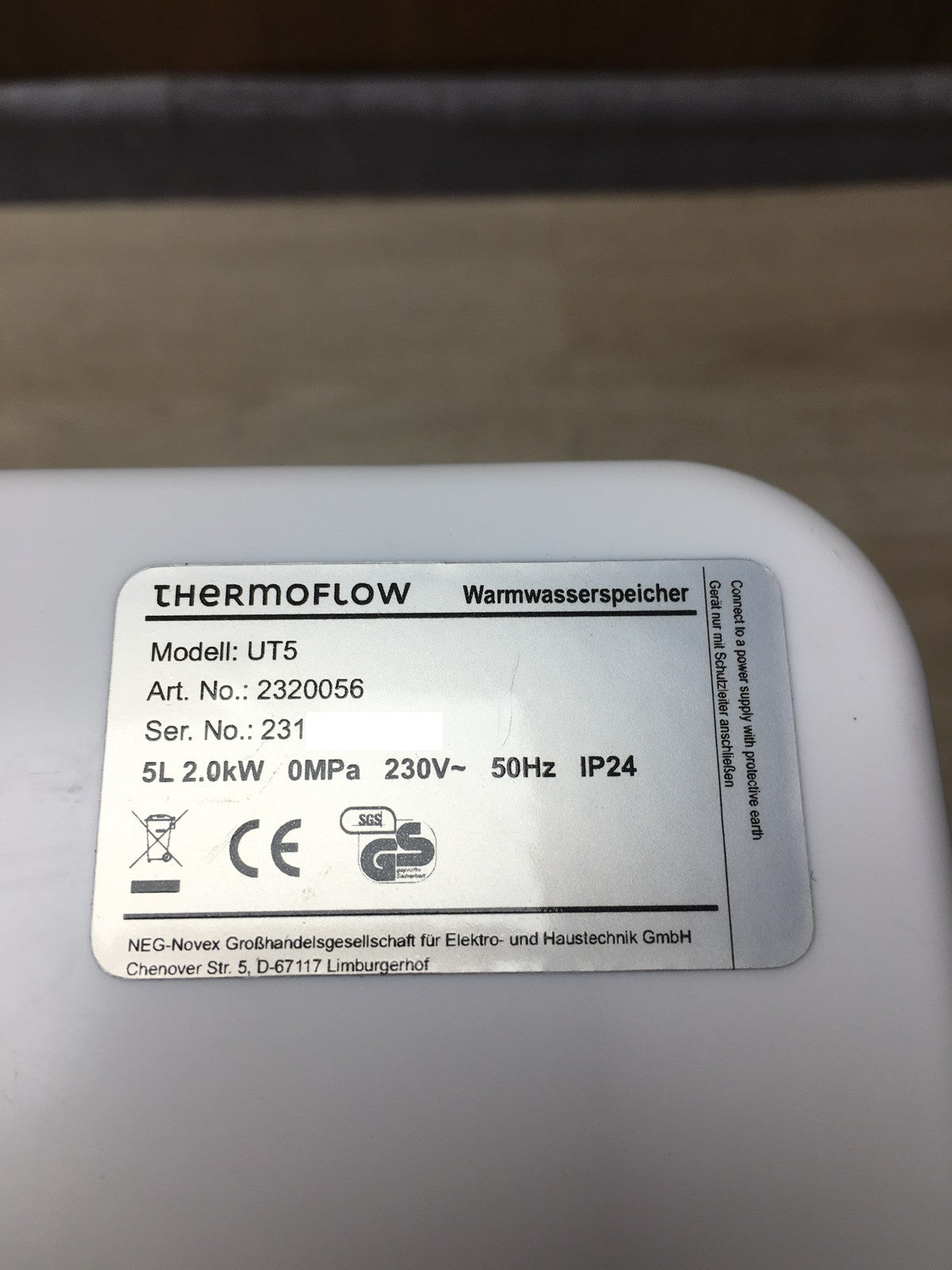Thermoflow UT5 Untertischspeicher 5 Liter, weiß, EEK:A, I37573