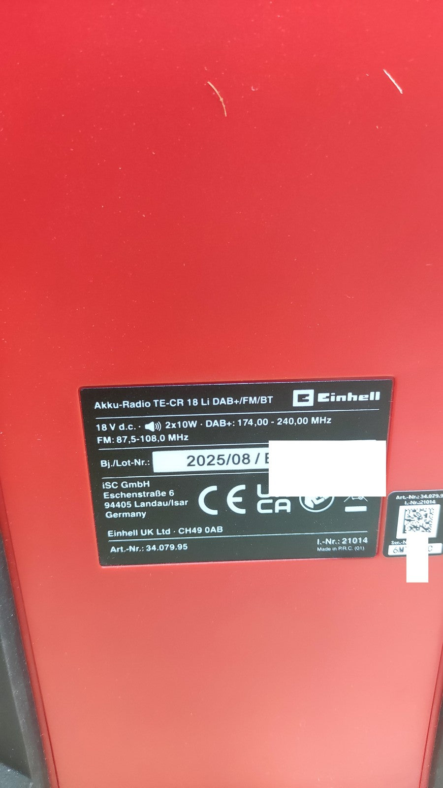 Einhell Akku-Baustellenradio TE-CR 18 Li DAB+/FM/BT Solo (3407995), 18 V, I38164