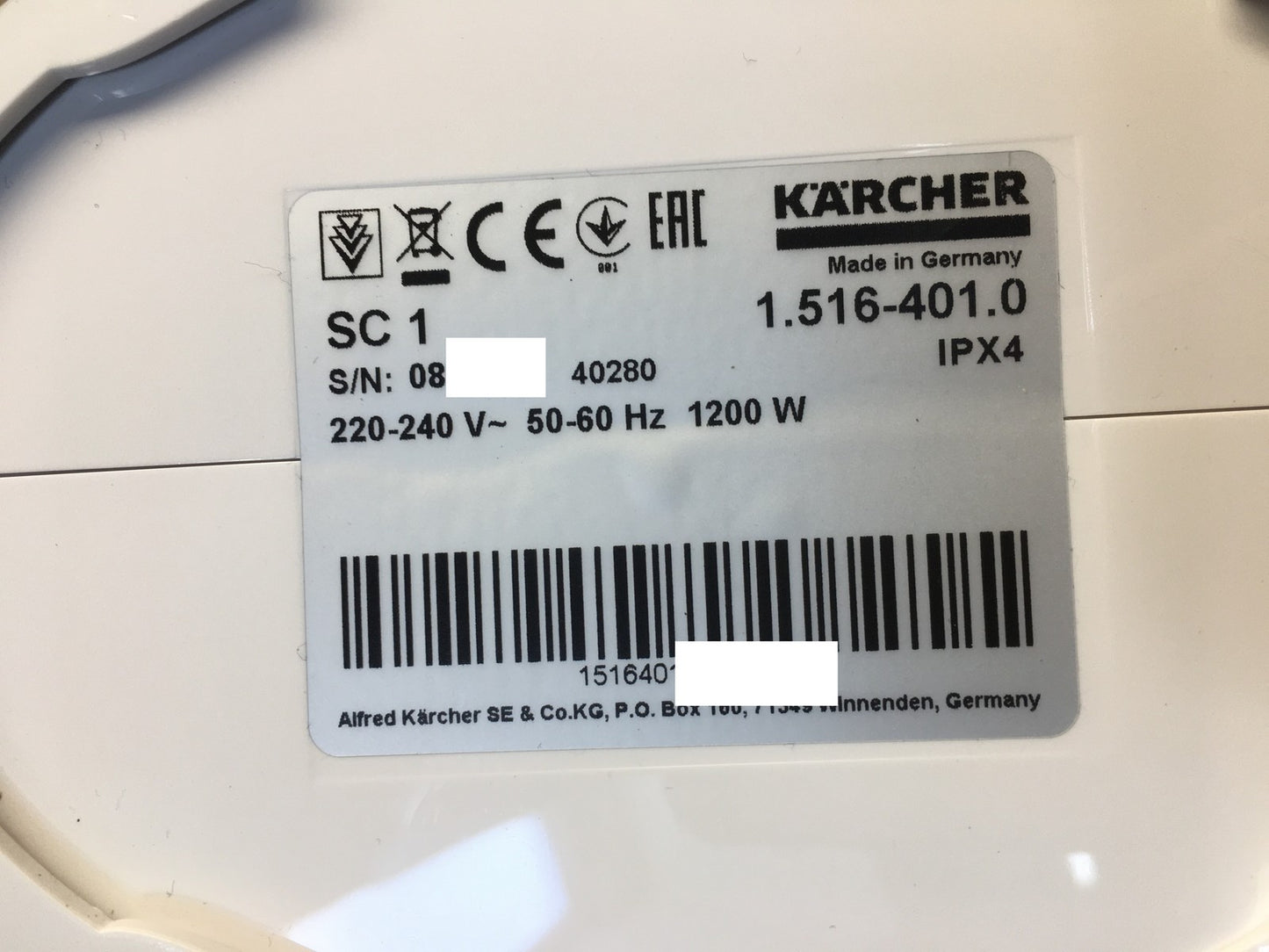 Kärcher Dampfreiniger SC 1 (1.516-401.0), Dampfdruck 3 bar, I37950
