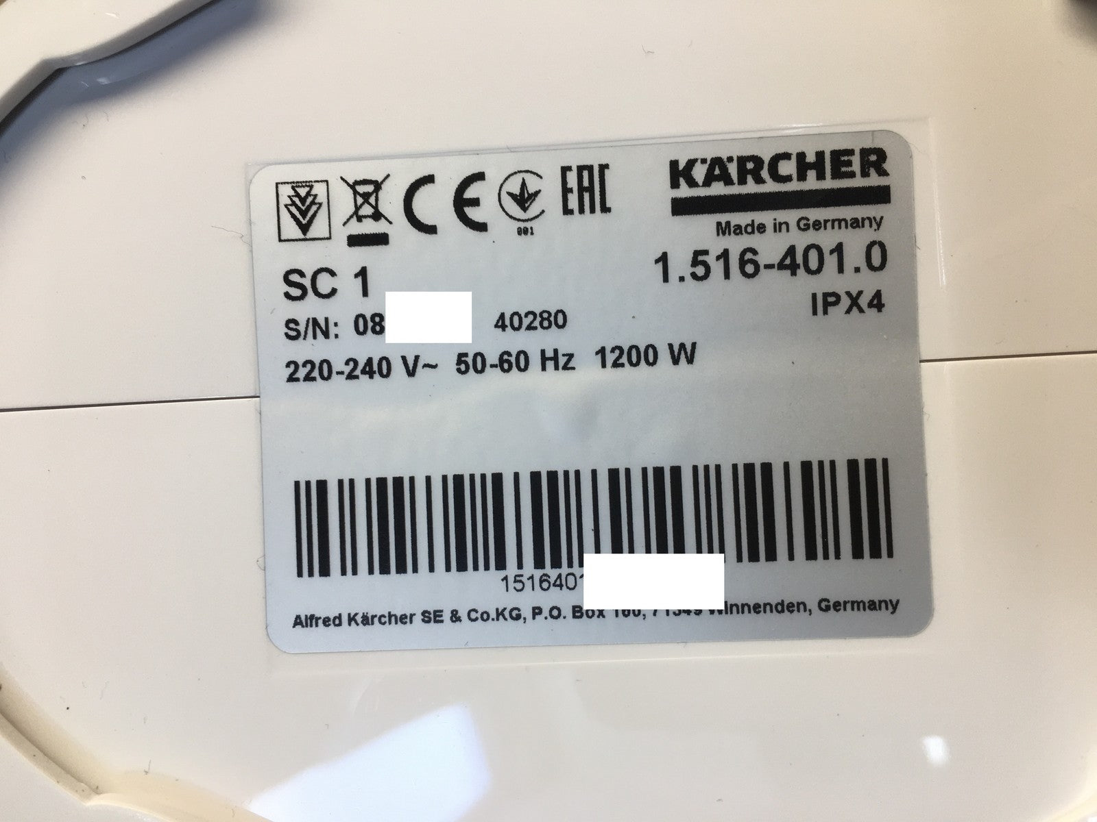 Kärcher Dampfreiniger SC 1 (1.516-401.0), Dampfdruck 3 bar, I37950