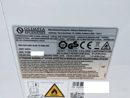Olimpia Splendid Dolceclima Slim 10 SWS NW Klimaanlage 02575 10.000 BTU I39631