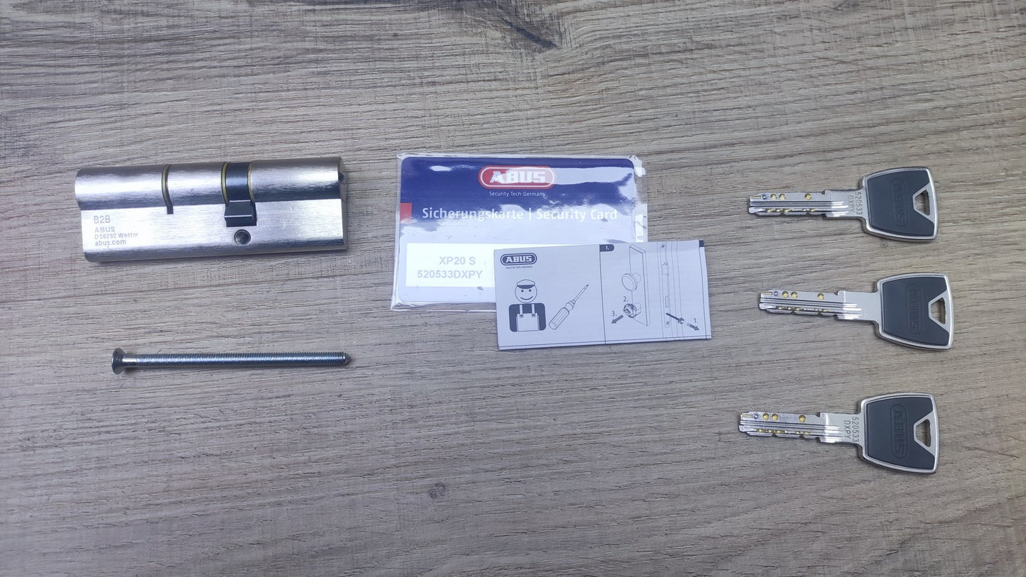 ABUS Profilzylinder XP20SN 35/55 inkl Sicherungskarte & 3 Schlüsseln, I37334