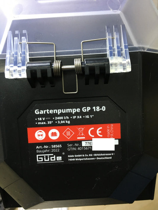Güde GP 18 Akku-Gartenpumpe 58565, 72 W, 18 V, Blau, I35566