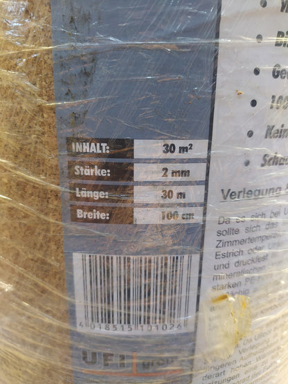 TRECOR Trittschalldämmung Rollenkork, Stärke 2 mm, 30 m² Rolle, I36829
