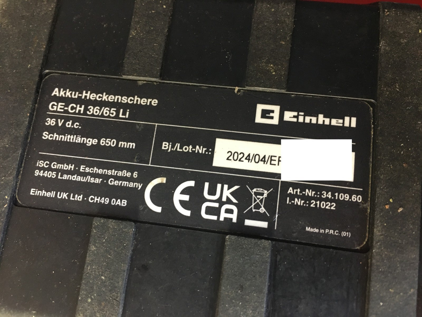 Einhell GE-CH 36/65 Li Akku-Heckenschere SOLO Schnittlänge 65cm, I38309