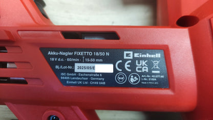 Einhell Akku-Nagler FIXETTO 18/50 N Solo, 18V, 60 Schuss/min, I38155