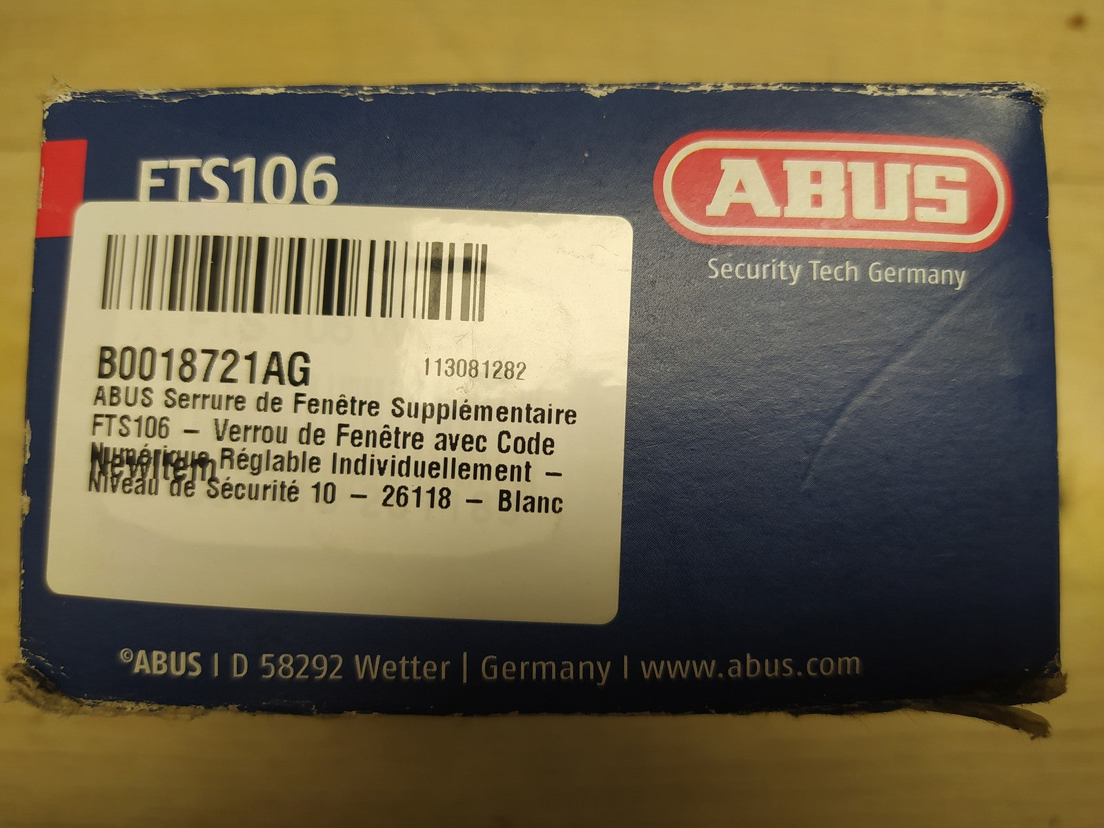 ABUS Fenster-Zusatzsicherung FTS106, Fensterschloss mit Zahlencode, I37227