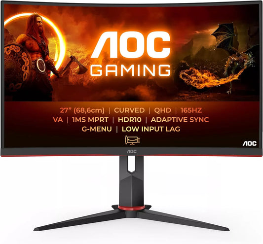 AOC CQ27G2S/BK Monitor 27" WQHD 2560x1440 VA HDR10 HDMI DP Adaptive Sync 165Hz